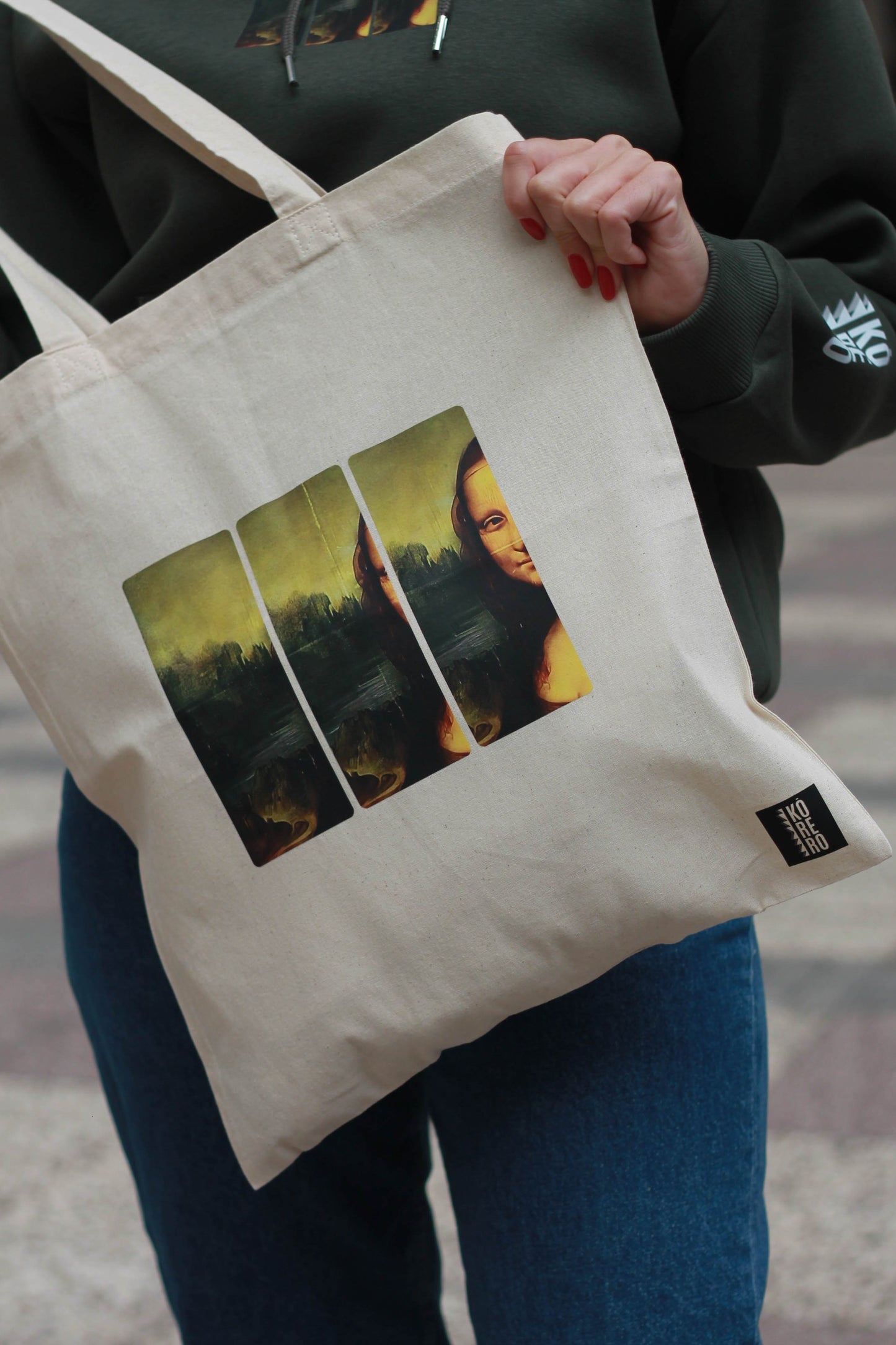Silent Smile Cotton Tote Bag